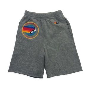 Aviator Nation men’s Gray Malibu shorts with Retro Rainbow Patch size medium